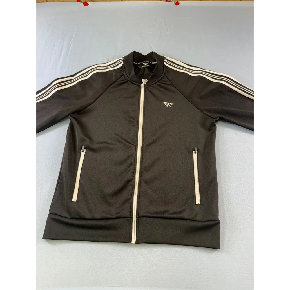 Paper Planes Mens Track Jacket Black White Stripe Full‎ Zip Size Medium M